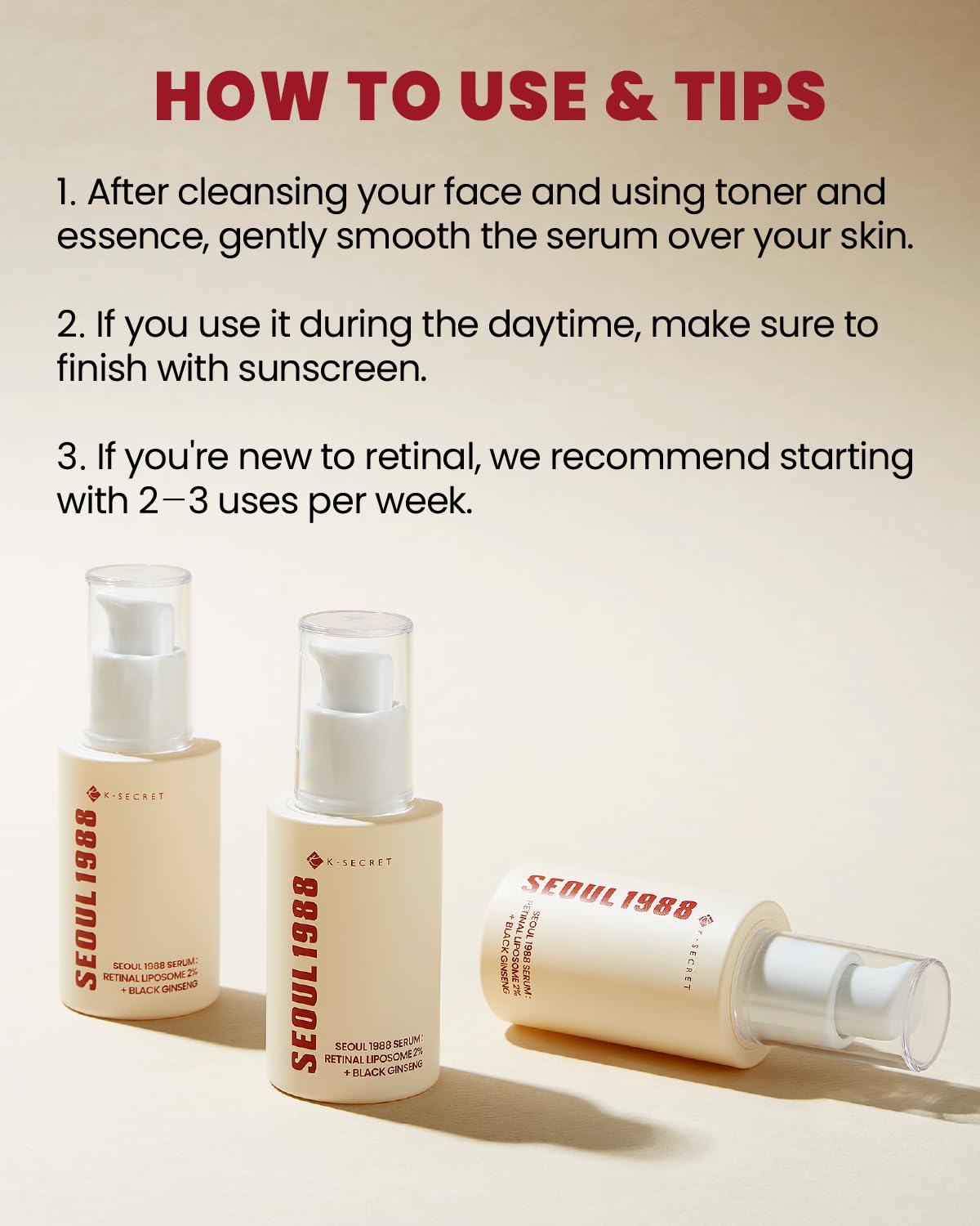 KSECRET SEOUL 1988 Serum : Retinal Liposome 2% + Black Gingeng (58% Black Gingeng Extract with Retinal, Bakuchiol, Vitamin C & 3 Peptides ) for Wrinkle Care - anti-aging, skin elasticity, pigmentation, fine lines and uneven skin tone & texture