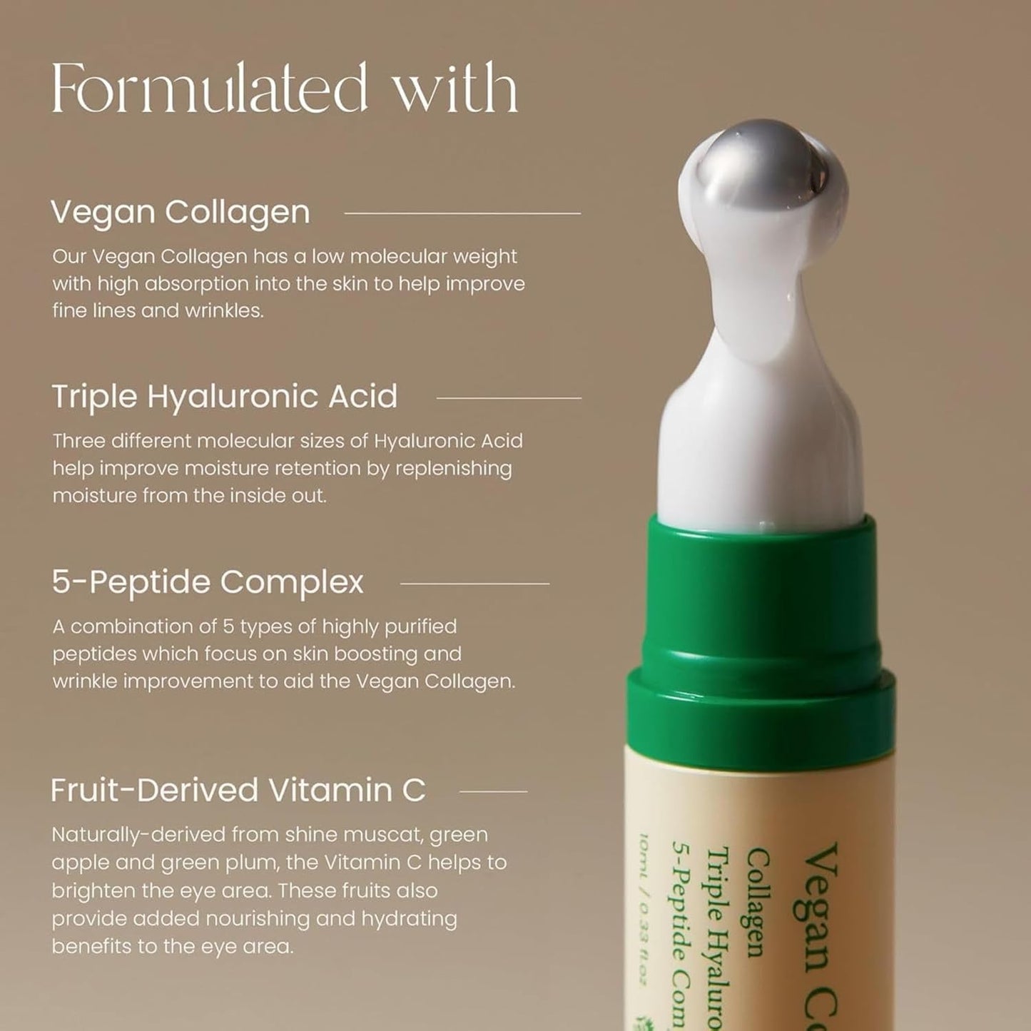 AXIS-Y Vegan Collagen Eye Serum - K Beauty Triple Hyaluronic Acid & Peptide Collagen Serum - Improve Skin Elasticity, Reduce Fine Lines & Dark Circles