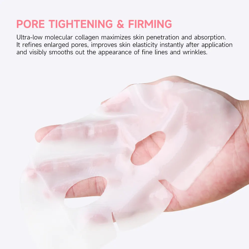 Bio-Collagen Real Deep Mask -  Hydrating Overnight Hydrogel Mask, Pore Minimizing, Elasticity & Plumping Improvement - ( A set of 5 Masks )