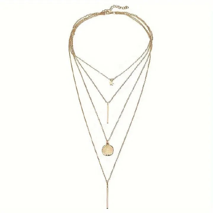 Gold/Silver Plated Multi Layered Fashion Pendant Necklace for Women and Girls