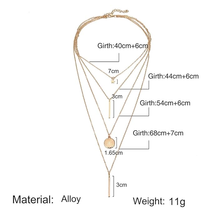 Gold/Silver Plated Multi Layered Fashion Pendant Necklace for Women and Girls