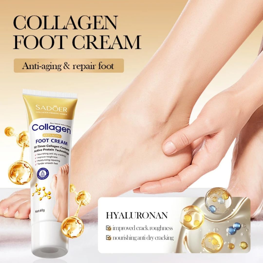 Sadoer Collagen Anti Aging Foot Cream - Repairs Cracked Heels for a youthful & Smooth Foot -60g